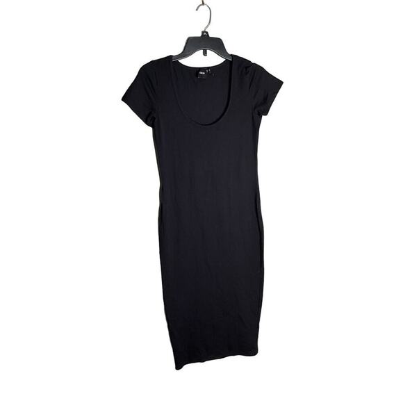 Asos Bodycon Dress Short Sleeves Scoop Neck Midi Black Womens Size 8 NWOT - Picture 1 of 4